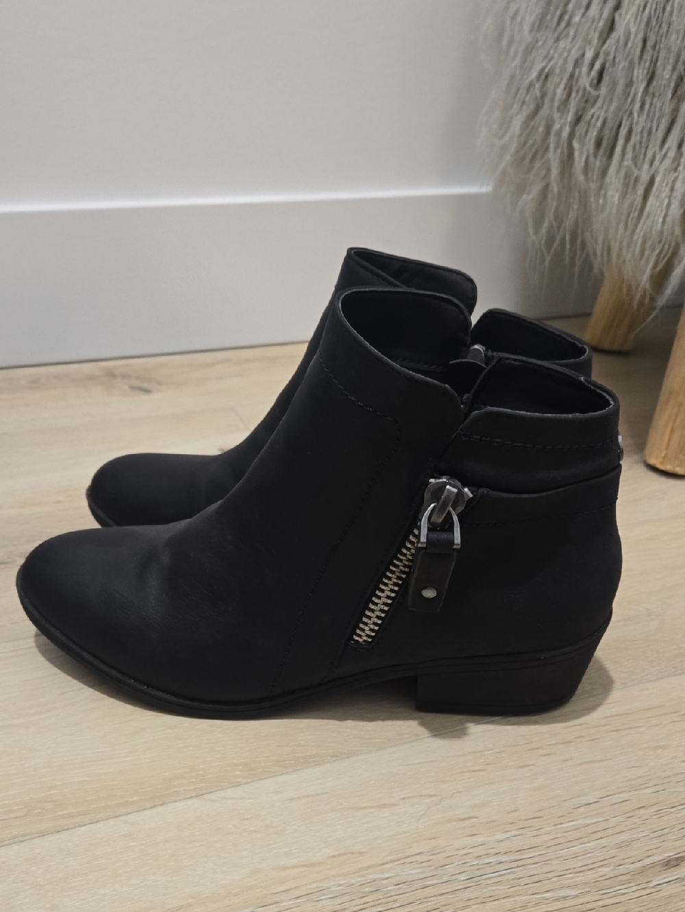 Women's Black Ankle Boots with Side Zip